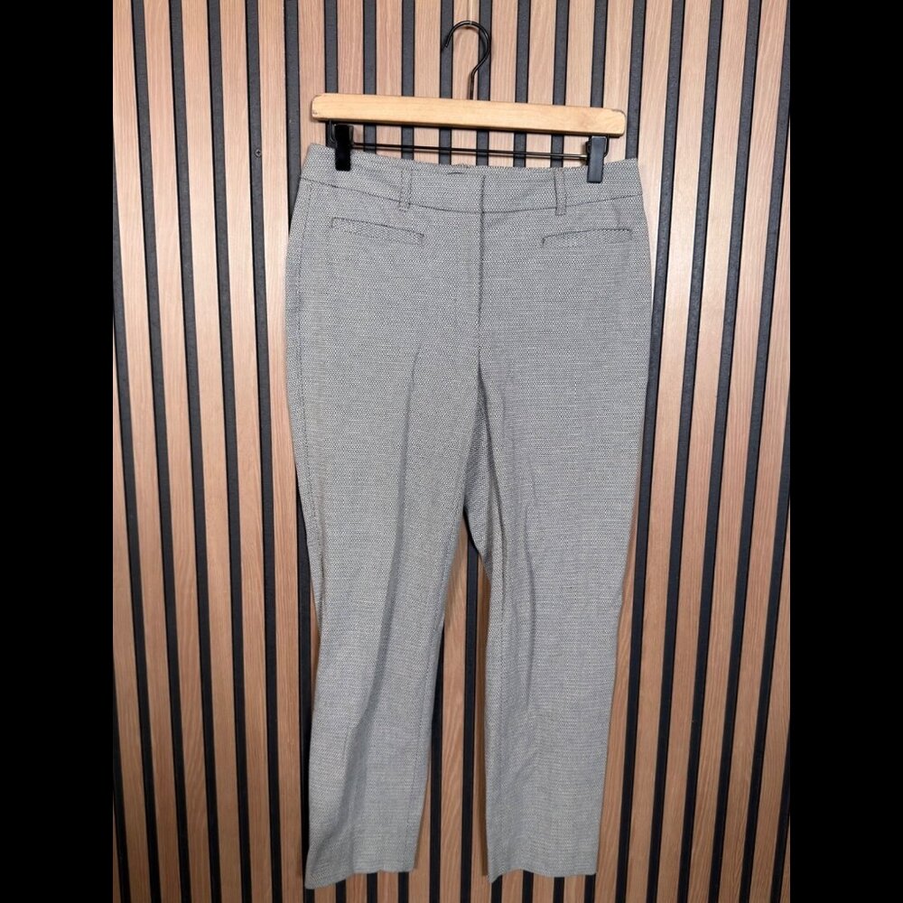 White House Black Market Dress Pants 4 Womens Gray Printed Slim Ankle WHBM